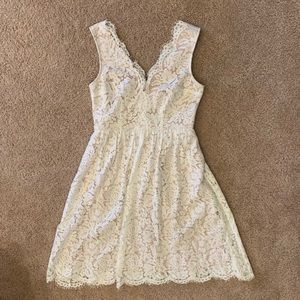 LULU’S | white lace midi skater dress